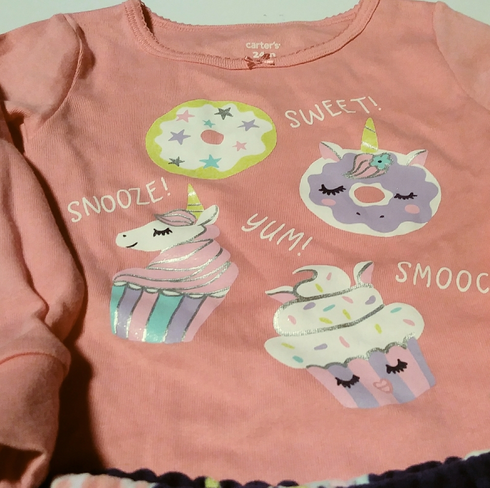 Carters Baby Girl Cupcake Themed 2 piece pajama